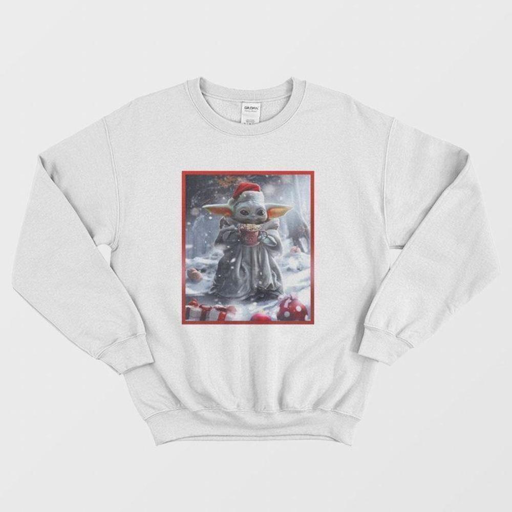 Baby Yoda Christmas Holiday Graphic Retro Style Unisex Sweatshirt